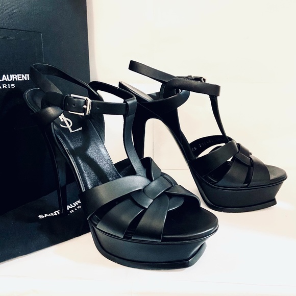 Saint Laurent TRIBUTE 105 Black Platform Sandal - Picture 1 of 9